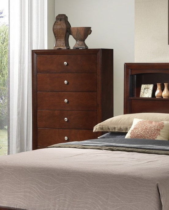 Simona 6 Pc Cherry Wood King Bedroom Set With Storage Bed Aetna Stores 3115