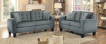 Sinclair Gray Fabric 2-Seat Sofa with 2 Pillows