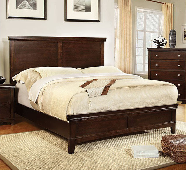 Spruce Brown Cherry Wood Queen Bed