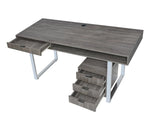 Stella Weathered Grey Writing Desk with Chromed Steel Frame