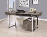 Stella Weathered Grey Writing Desk with Chromed Steel Frame