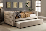 Suzanne Ivory Fabric Full Daybed with Trundle