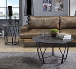 Sytira Espresso Wood/Black Metal Round Coffee Table