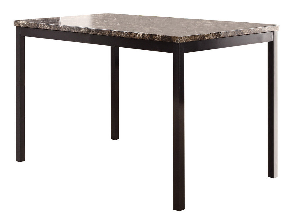 Tempe Black Metal Dining Table with Marble Top