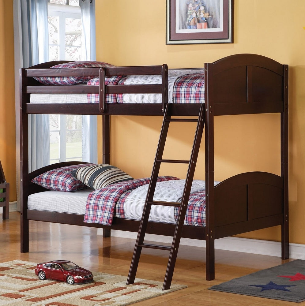 Toshi Espresso Pine Wood Twin over Twin Bunk Bed