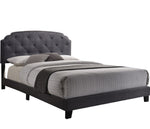 Tradilla Gray Fabric Queen Bed with Nailhead Trim