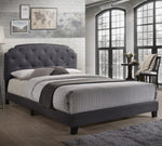 Tradilla Gray Fabric Queen Bed with Nailhead Trim