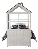 Tree House II White & Gray Wood Twin Bed with Trundle