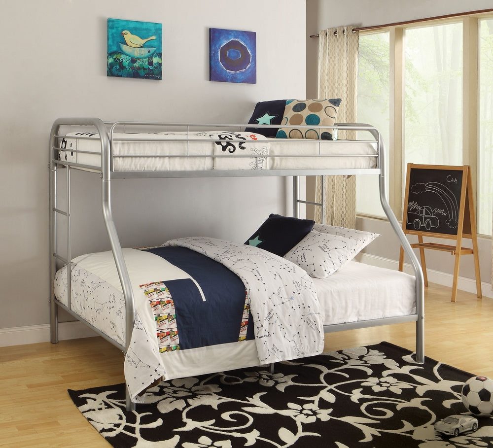 Tritan Silver Metal Twin over Full Bunk Bed