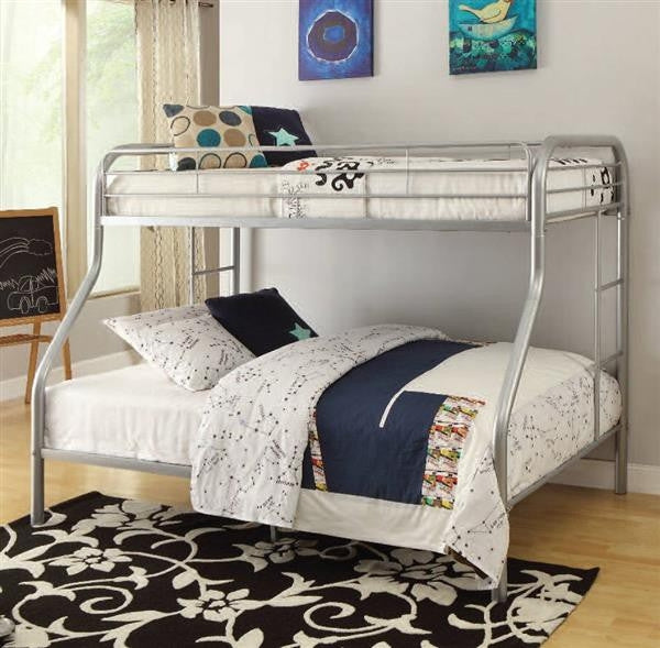 Tritan Silver Metal Twin XL over Queen Bunk Bed (Oversized)