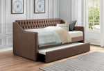 Tulney Brown Fabric Twin Daybed with Trundle