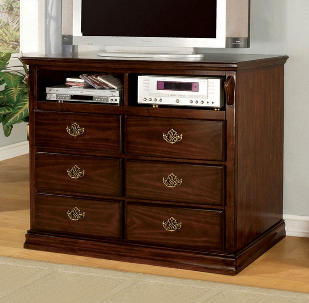 Tuscan II Glossy Dark Pine Wood TV Chest