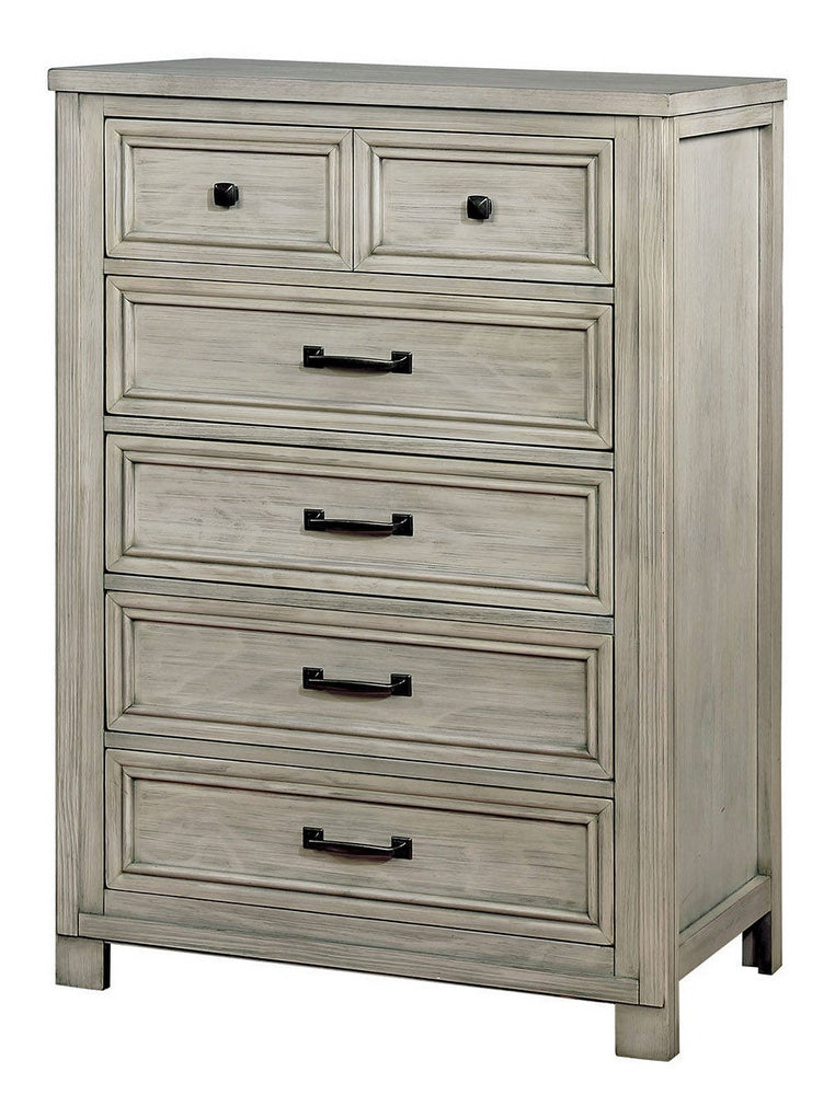 Tywyn Antique White Wood 6-Drawer Chest