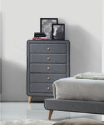 Valda 5-Drawer Light Gray Fabric Chest