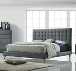 Valda Light Gray Fabric/Wood King Bed