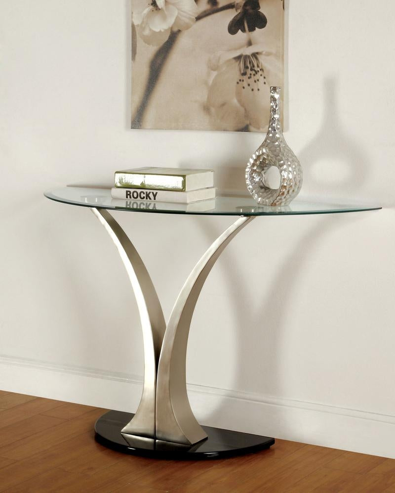 Valo Silver Metal/Glass Sofa Table