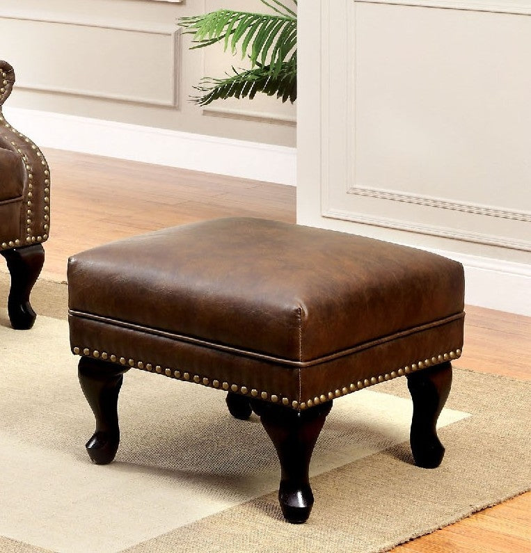 Vaugh Rustic Brown Leatherette Ottoman