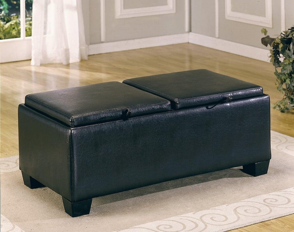 Vega Dark Brown Bi-Cast Vinyl Ottoman with Storage