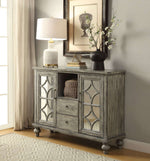 Velika Weathered Gray Wood Console Table with 2 Doors & 2 Drawers