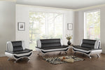 Veloce Black/White Faux Leather Loveseat