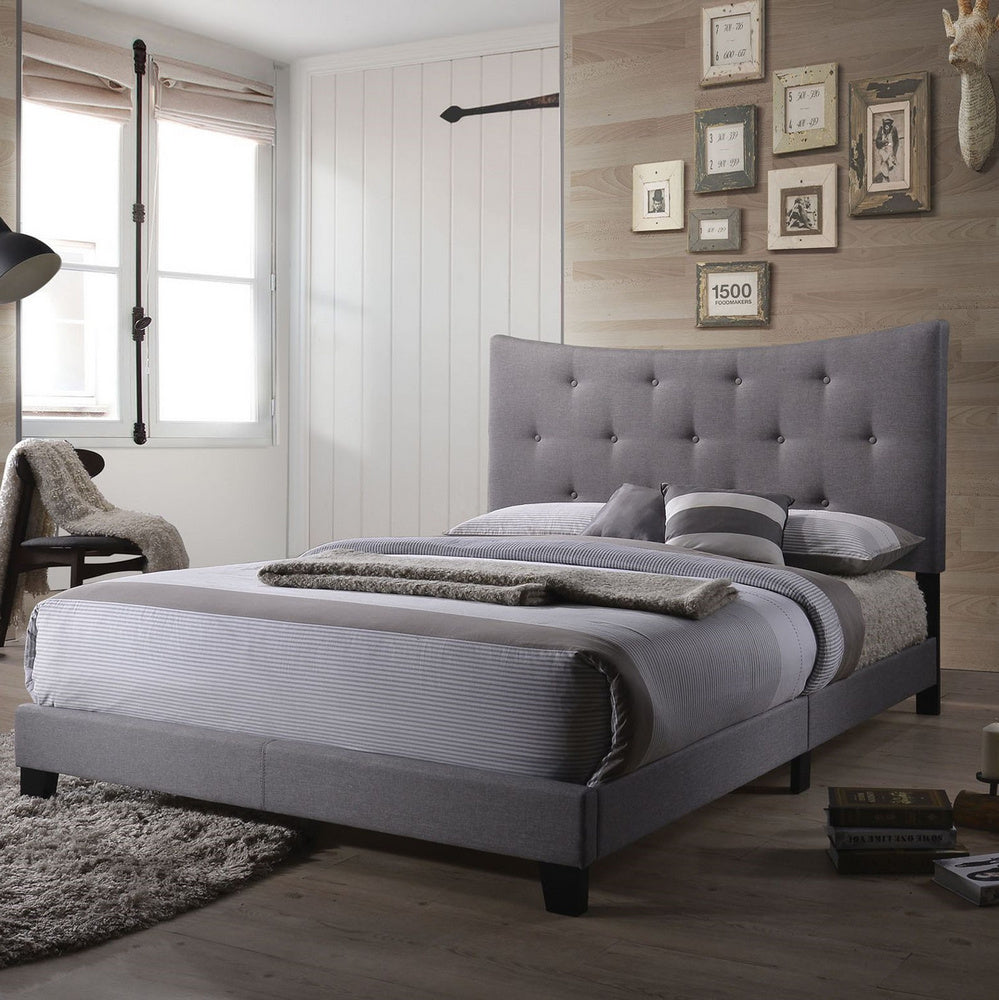 Venacha Gray Fabric Queen Bed