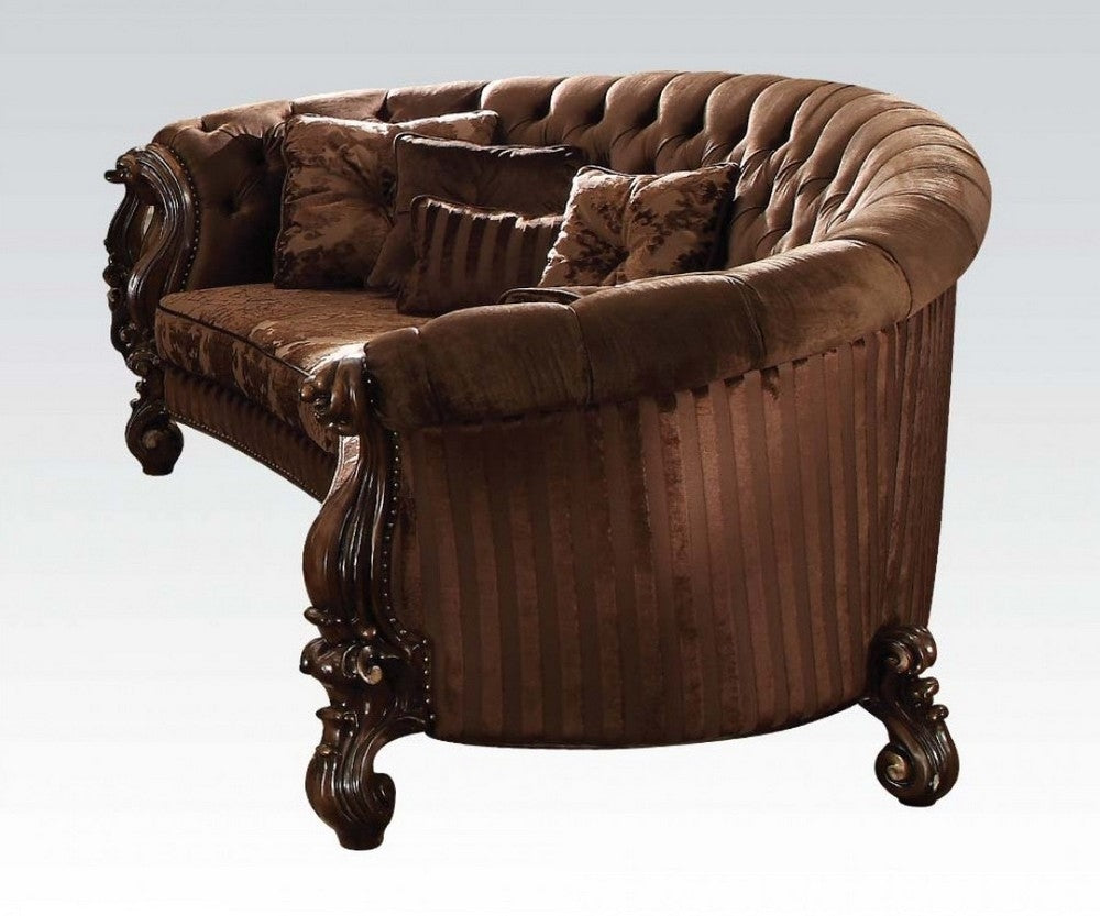 Versailles Brown Velvet/Cherry Oak Oval Sofa (Oversized)