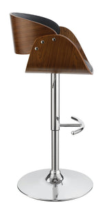 Vilma Black Leatherette/Walnut Wood Adjustable Bar Stool