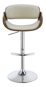 Vilma Ecru Leatherette/Walnut Wood Adjustable Bar Stool