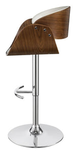 Vilma Ecru Leatherette/Walnut Wood Adjustable Bar Stool