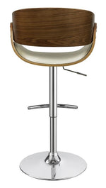 Vilma Ecru Leatherette/Walnut Wood Adjustable Bar Stool