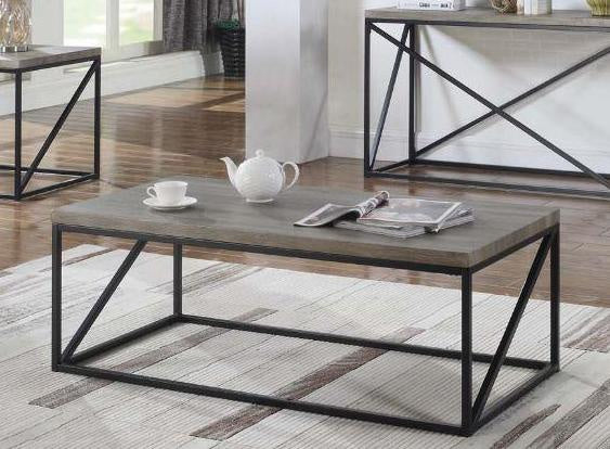 Vitateva Sonoma Grey Wood Coffee Table with Metal Base