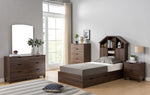 Vittoria Dark Walnut Wood Twin Bed with Bookcase Headboard