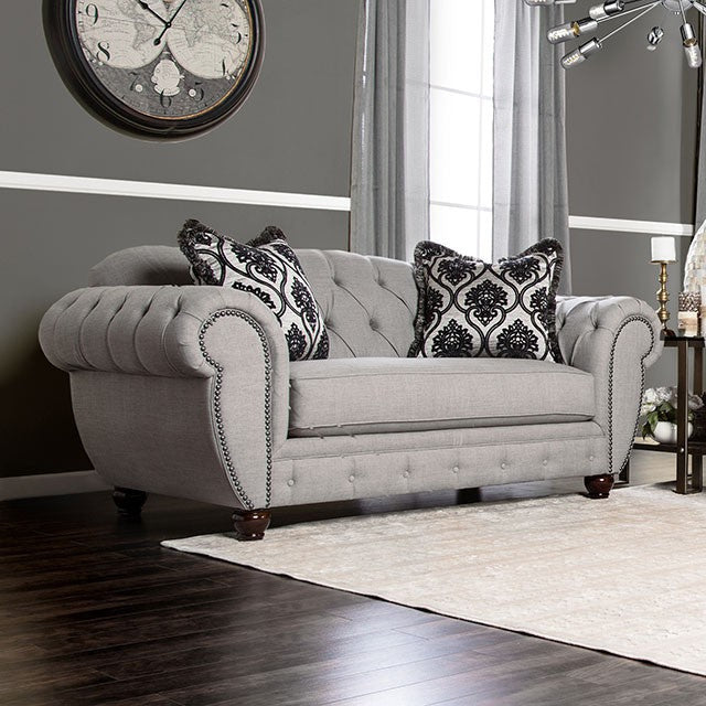 Viviana Gray Fabric Loveseat