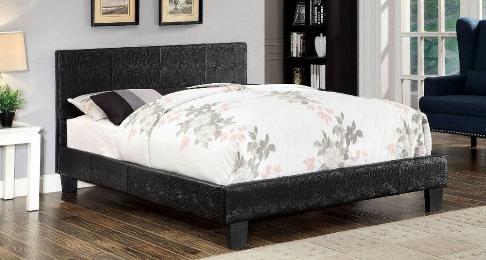 Wallen Black Crocodile Leatherette King Bed