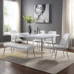 Weizor White High Gloss Wood/Chrome Metal Dining Table