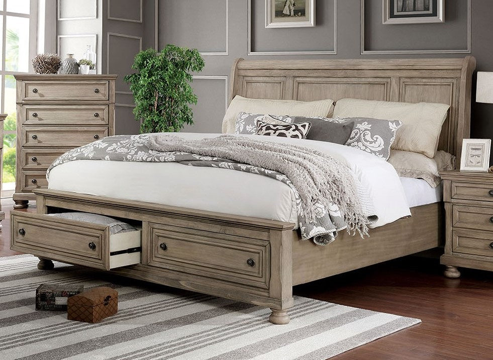 Willa Gray Wood Cal King Bed with Storage