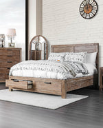 Wynton Weathered Light Oak Wood Queen Bed