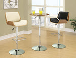 Yan Chrome Metal Bar Stool with Black Leather Covered Seat