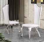 Bellamy 5-Pc White Marble/White Faux Leather Dining Table Set