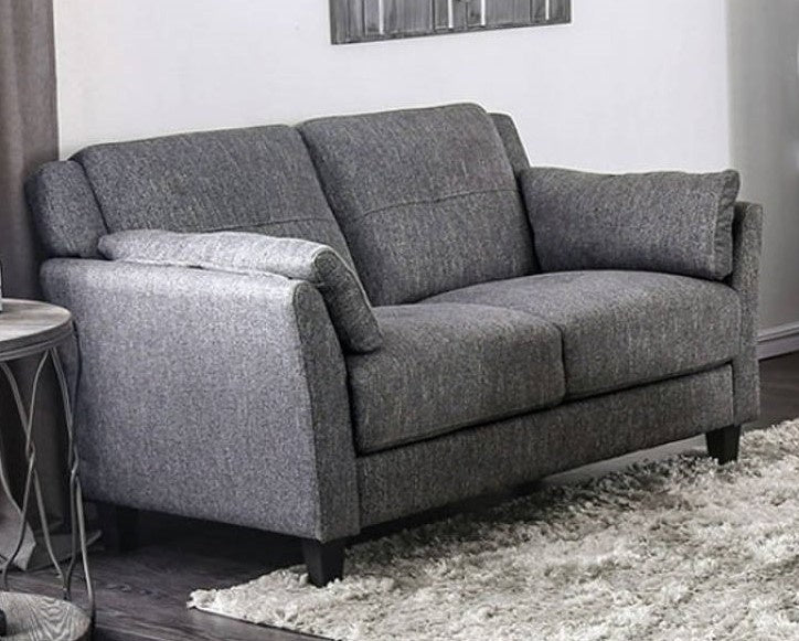 Yazmin Gray Linen-like Fabric Loveseat