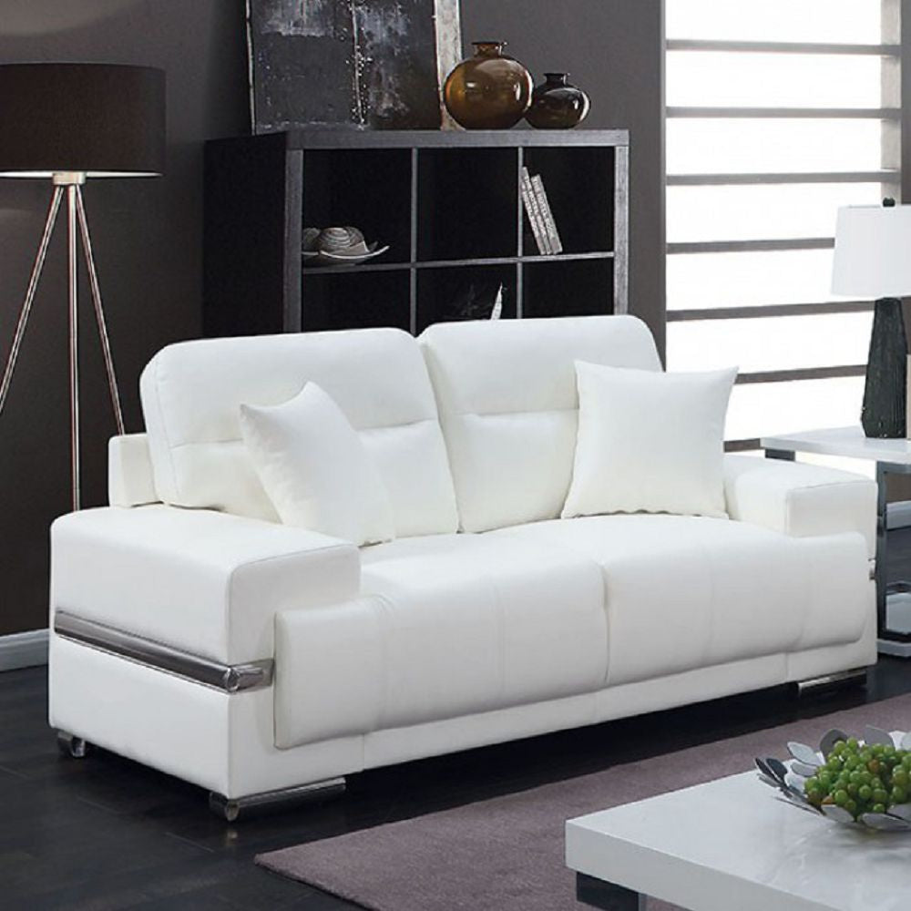 Zibak White Breathable Leatherette Loveseat