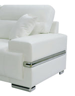 Zibak White Leatherette 2-Seat Sofa (Oversized)