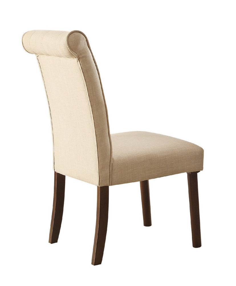 Gasha 2 Beige/Walnut Linen/Wood Side Chairs