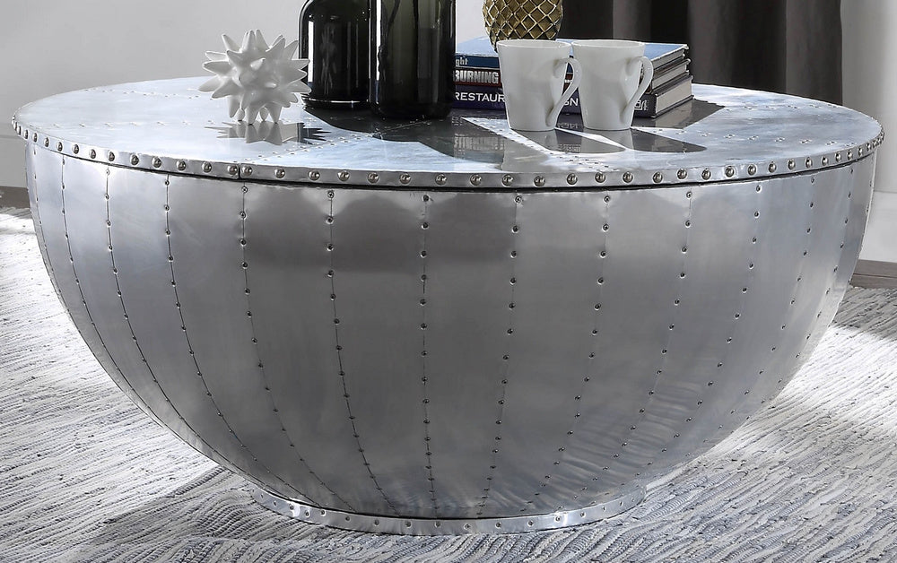 Brancaster Aluminum Round Coffee Table with Storage Lid