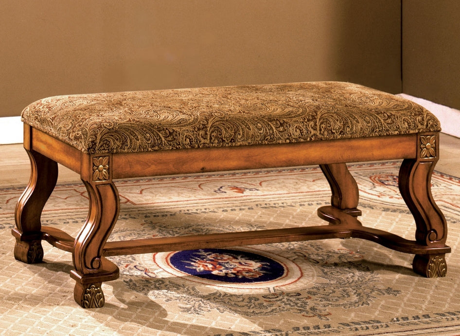 Vale Royal Paisley Fabric Bench with Oak Legs