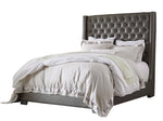 Coralayne Gray Faux Leather Queen Bed