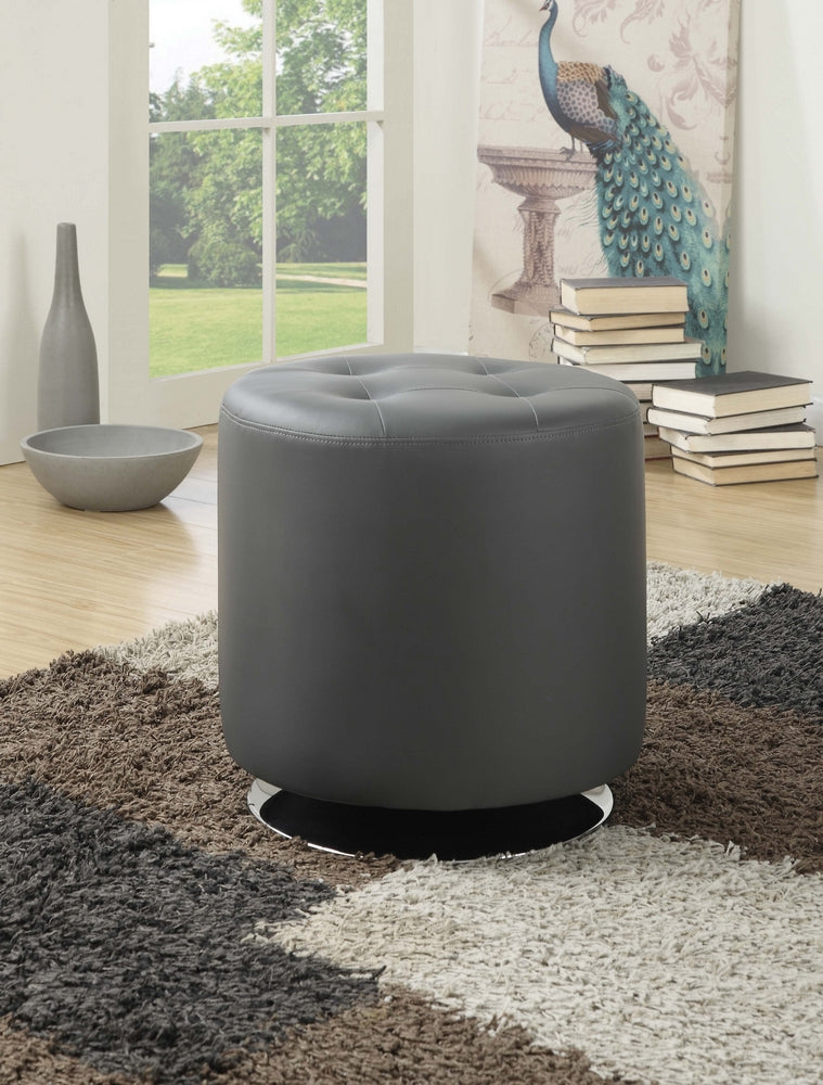 Itxaso Grey Leatherette Ottoman