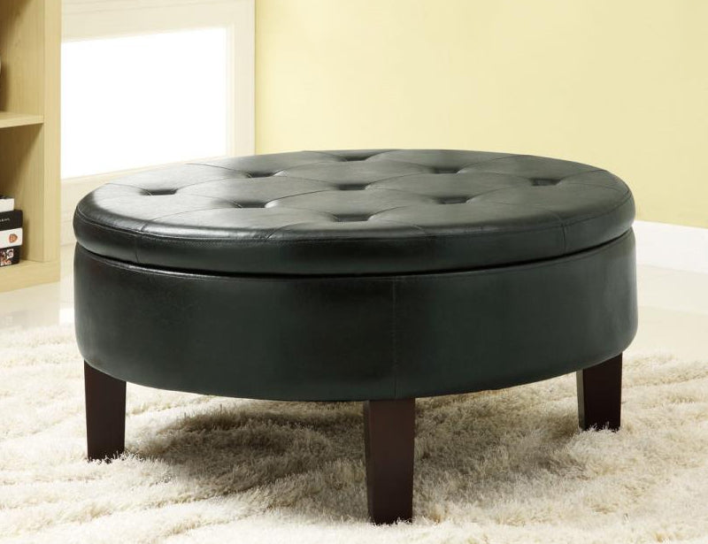 Jesenia Dark Brown Leatherette Storage Ottoman