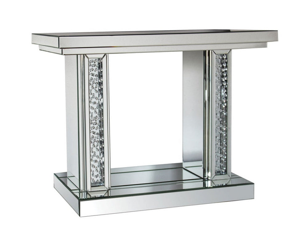 Nysa Mirrored Console Table with Crystal Insert