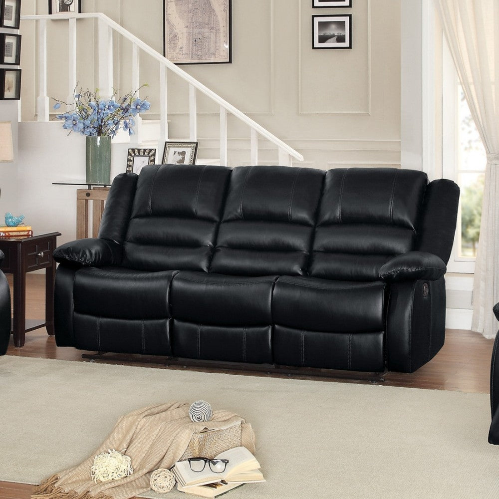 Jarita Black Bi-Cast Vinyl Manual Recliner Sofa